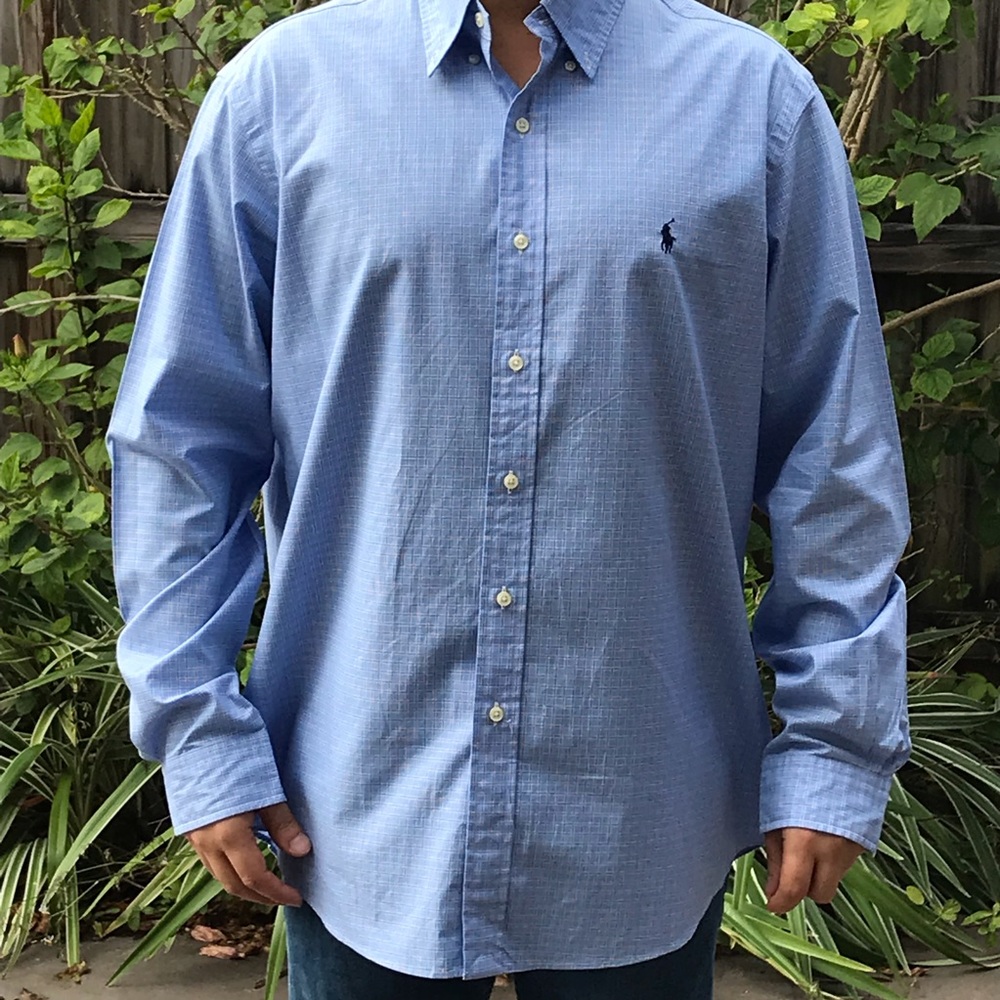 Ralph Lauren blue long sleeve checkered shirt XL